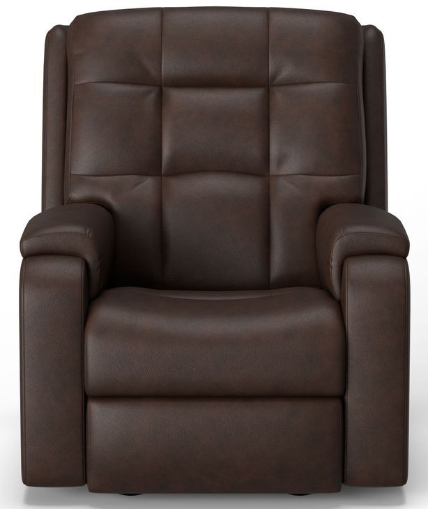 Arlo Brown Leather Rocker Power Recliner with Power Lumbar and USB Charging