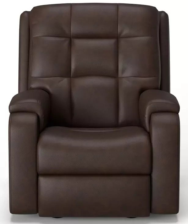 Arlo Brown Leather Rocker Power Recliner with Power Lumbar and USB Charging