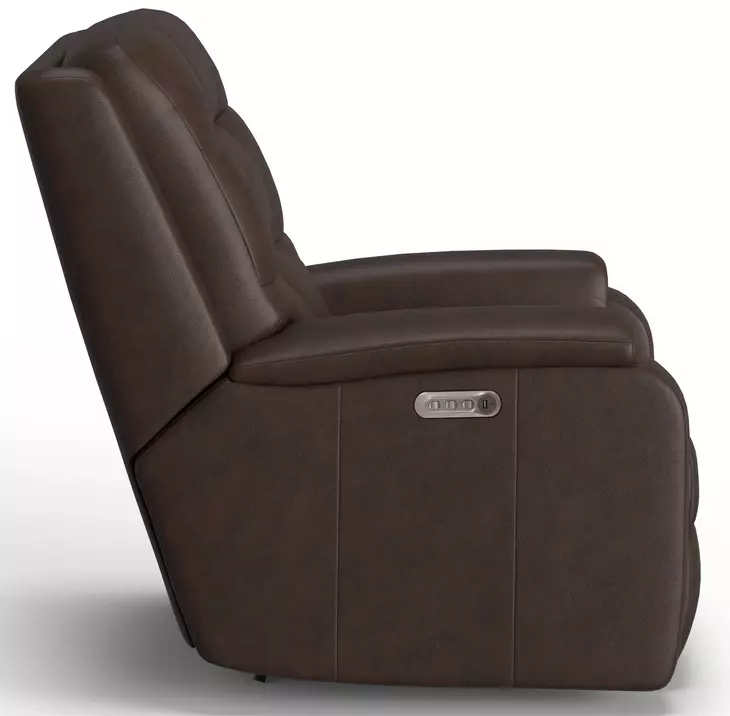 Arlo Brown Leather Rocker Power Recliner with Power Lumbar and USB Charging