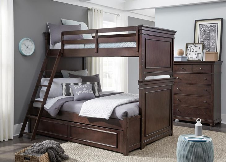 Canterbury 2.0 Warm Cherry Twin Over Full Bunk Bed