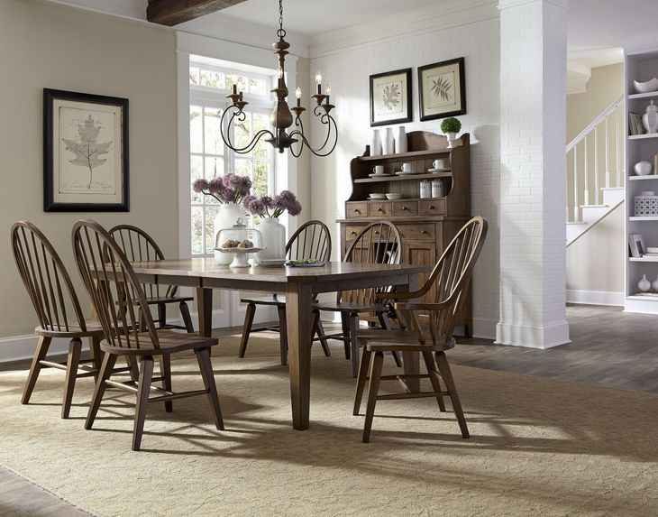 Hearthstone Tobacco Rectangular Leg Extendable Dining Room Set
