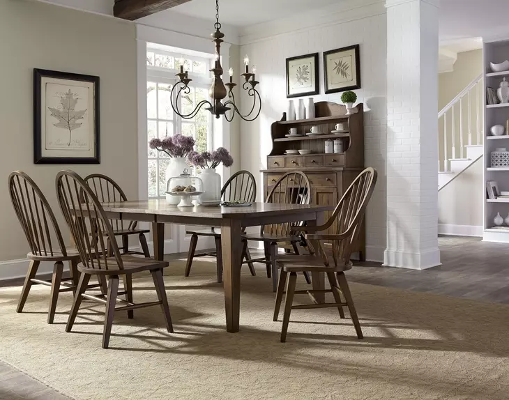 Hearthstone Tobacco Rectangular Leg Extendable Dining Room Set