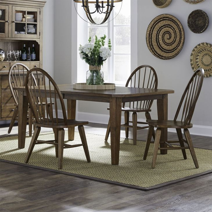 Hearthstone Tobacco Rectangular Leg Extendable Dining Room Set