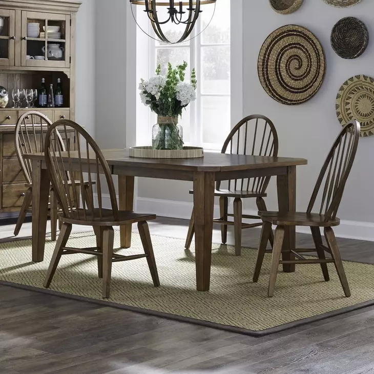 Stone Ridge Tobacco 5 Piece Extendable Rectangular Dining Set