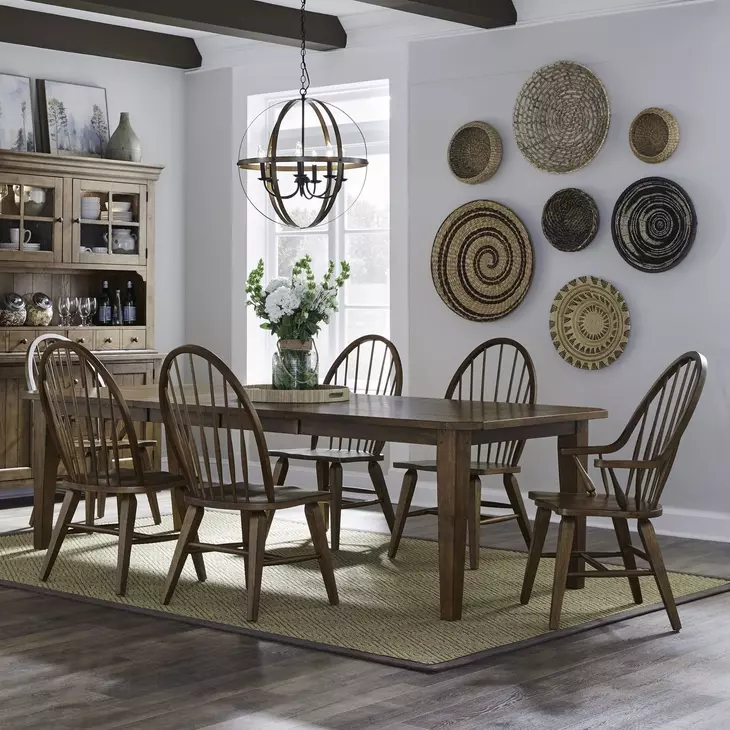 Stone Ridge Tobacco 7 Piece Extendable Rectangular Dining Set