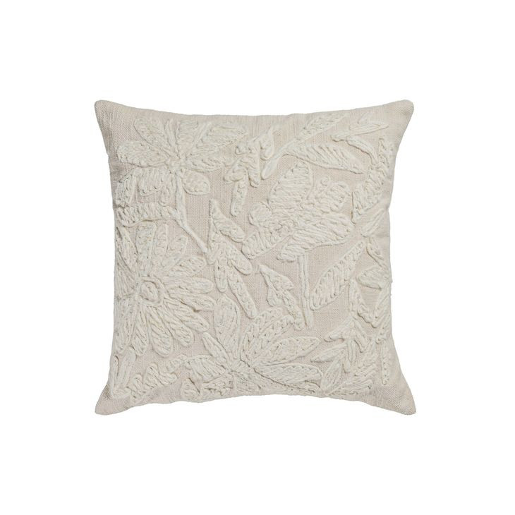 Tabitha Cream Square Embroidered Pillow