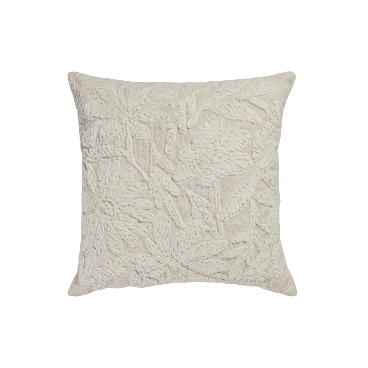 Tabitha Cream Square Embroidered Pillow