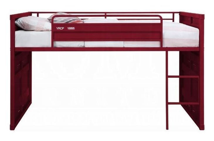 Cargo Red Twin Loft Bed with Slide
