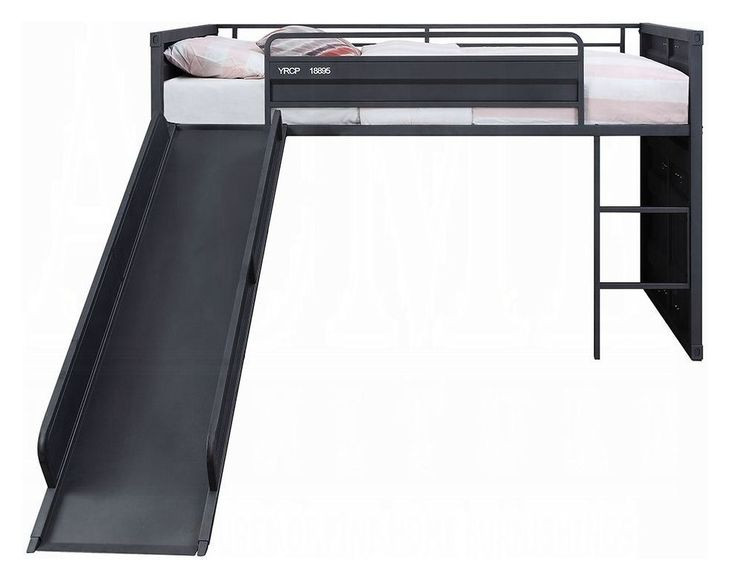 Cargo Gunmetal Twin Loft Bed with Slide