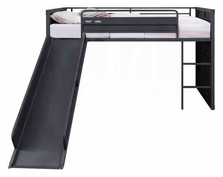 Cargo Gunmetal Twin Loft Bed with Slide