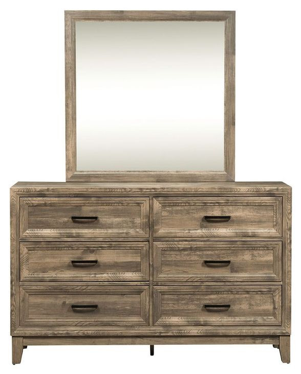 Summit Crest Cobblestone 6 Drawer Dresser with Mirror
