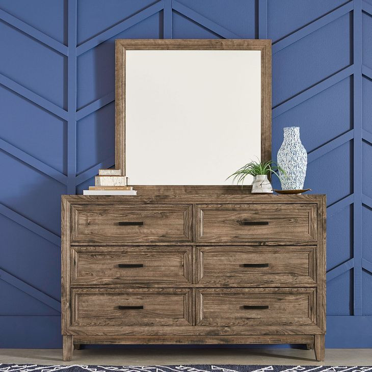 Summit Crest Cobblestone 6 Drawer Dresser with Mirror