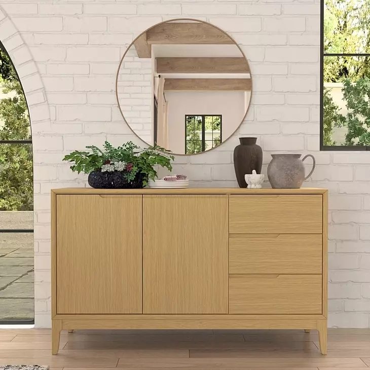 Cove Light Oak 3 Drawers Server