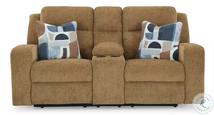 Kanlow Honey Double Reclining Console Loveseat