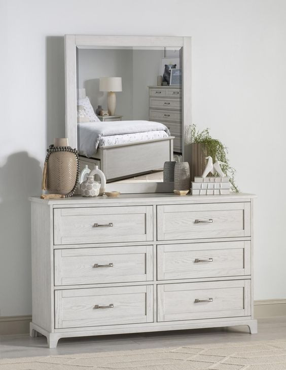 Ashton Bleached Linen Rectangular Dresser Mirror