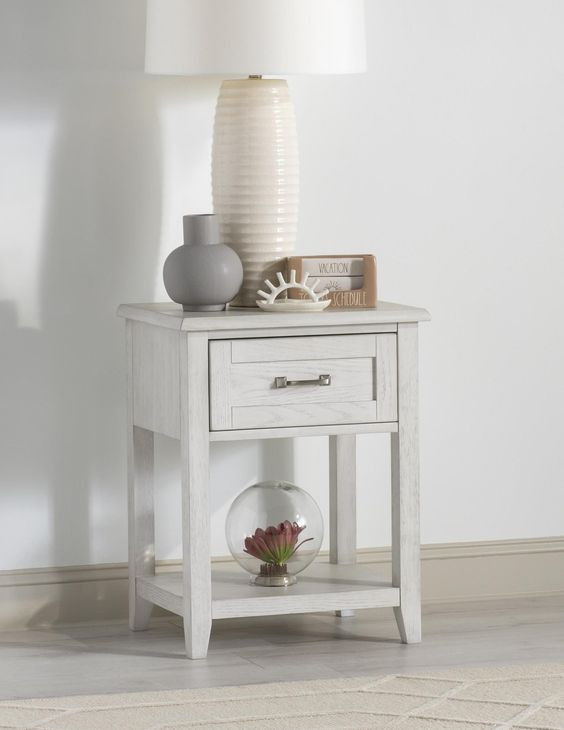 Ashton Bleached Linen 1 Drawer Nightstand