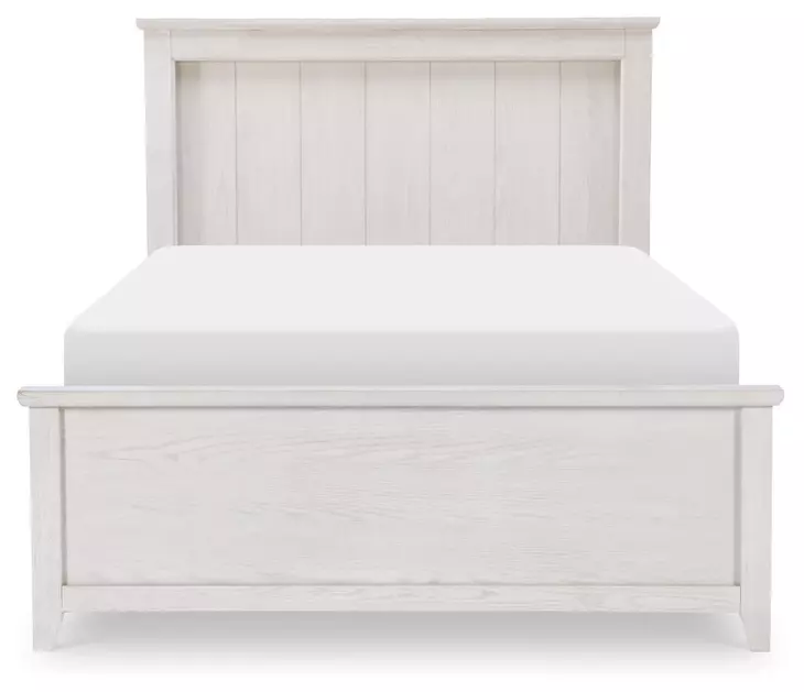 Ashton Bleached Linen Full Panel Bed with LED