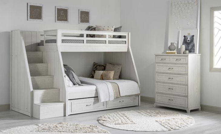 Ashton Bleached Linen Twin Over Full Bunk Bed