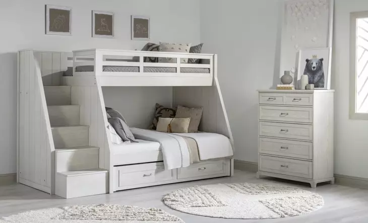 Ashton Bleached Linen Twin Over Full Bunk Bed