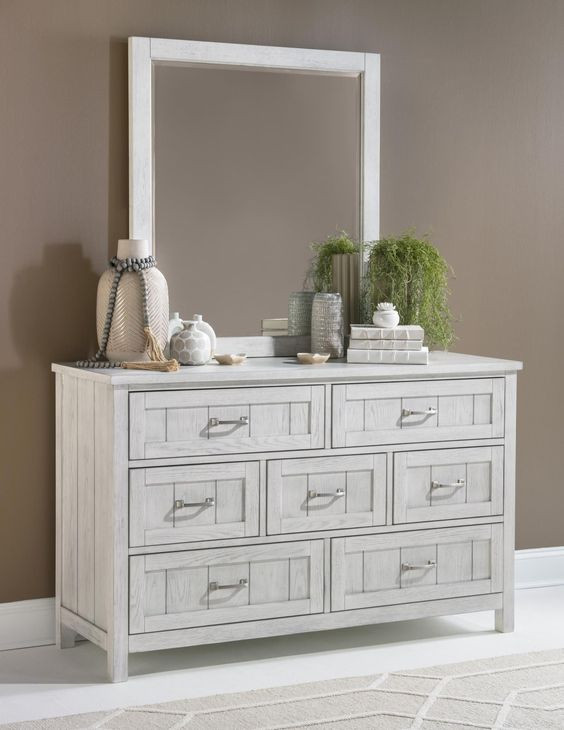 Preston Bleached Linen 7 Drawer Dresser