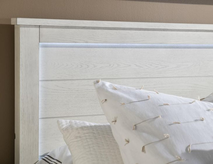 Preston Bleached Linen Full Panel Bed with LED