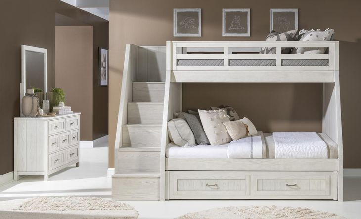 Preston Bleached Linen Twin Over Full Bunk Bed