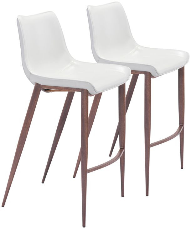 Magnus White And Walnut Bar Stool Set Of 2