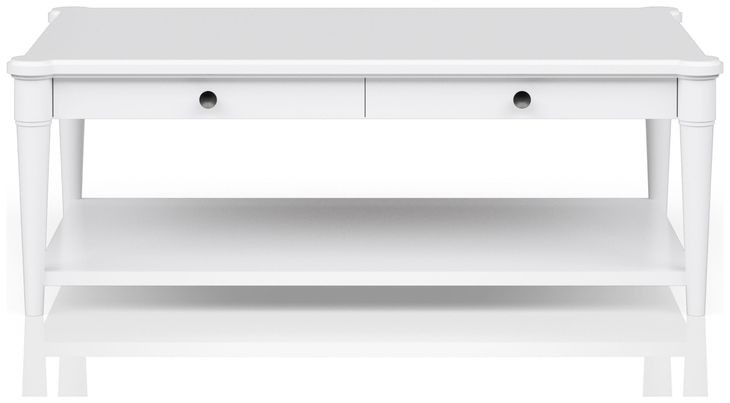 Wilmington White Wood Top Cocktail Table with Casters
