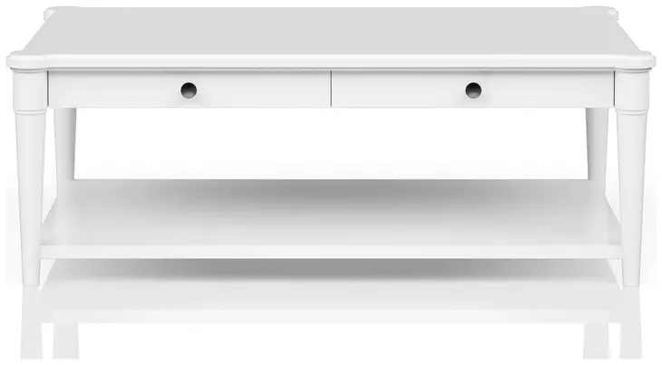 Wilmington White Wood Top Cocktail Table with Casters