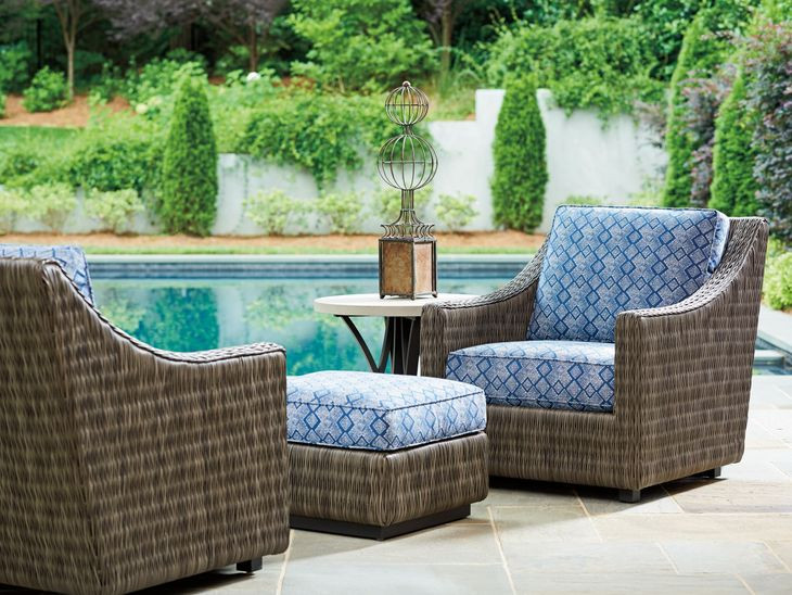 Cypress Point Ocean Terrace Blue Upholstered Rectangular Outdoor Ottoman