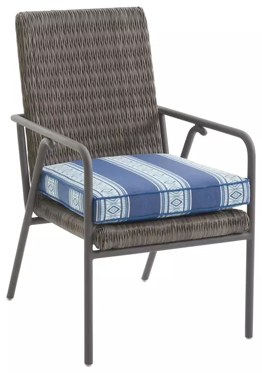 Cypress Point Ocean Terrace Blue and White Upholstered Outdoor Dining Chair