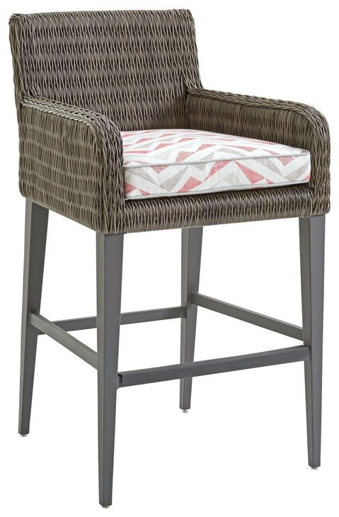 Cypress Point Ocean Terrace Purple and White Upholstered Outdoor Bar Stool