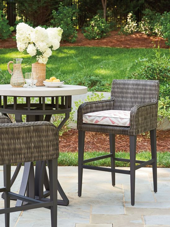 Cypress Point Ocean Terrace Purple and White Upholstered Outdoor Bar Stool