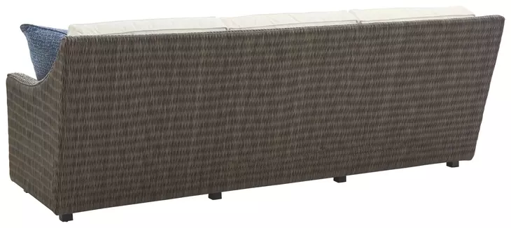 Cypress Point Ocean Terrace Beige Long Outdoor 95" Sofa with Pillows