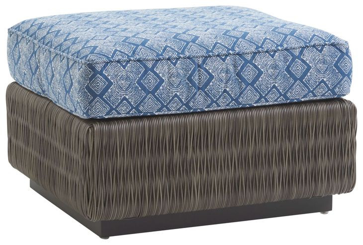 Cypress Point Ocean Terrace Blue Upholstered Rectangular Outdoor Ottoman