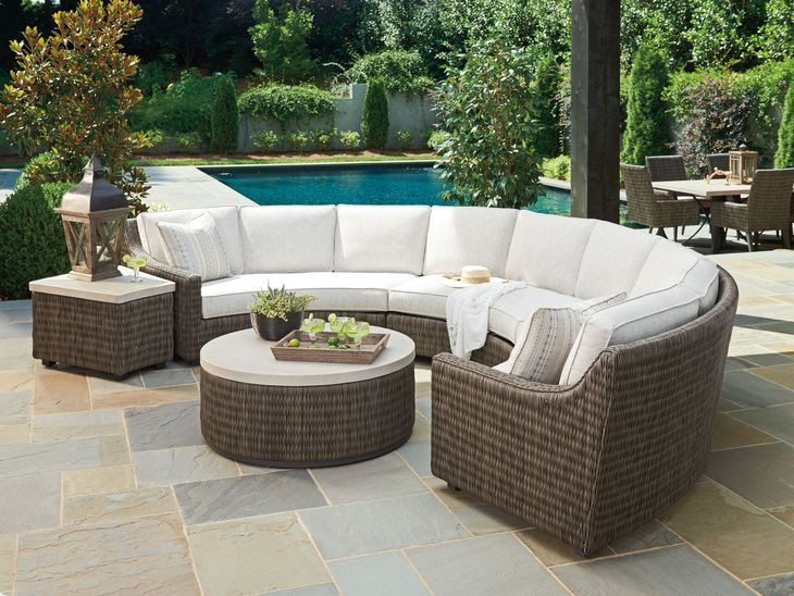 Cypress Point Ocean Terrace Beige 3 Piece Curved Outdoor Sectional