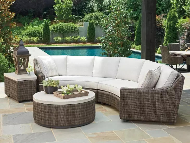 Cypress Point Ocean Terrace Beige Curved Outdoor Sectional