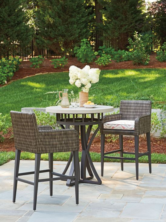 Cypress Point Ocean Terrace Purple and White Upholstered Outdoor Bar Stool