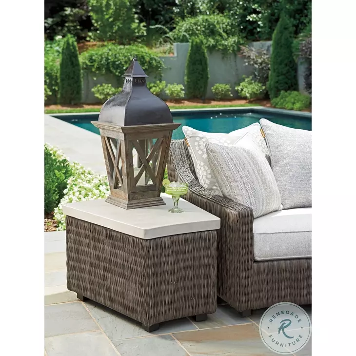 Cypress Point Ocean Honey Limestone And Rich Driftwood Gray Outdoor Accent Table