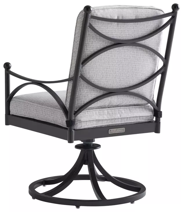 Pavlova Gray Upholstered Outdoor Swivel Rocker Dining Chair