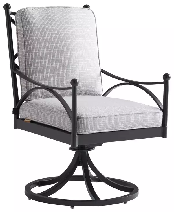 Pavlova Gray Upholstered Outdoor Swivel Rocker Dining Chair