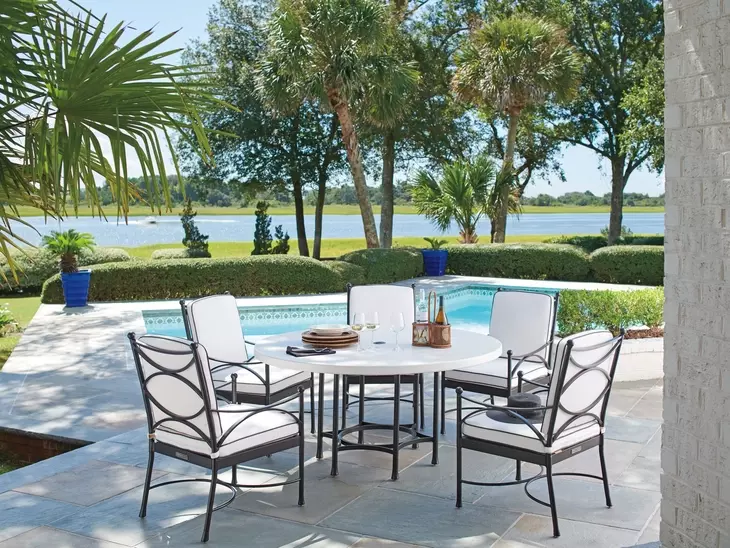 Pavlova Black and White Performance Fabric Outdoor Arm Chair
