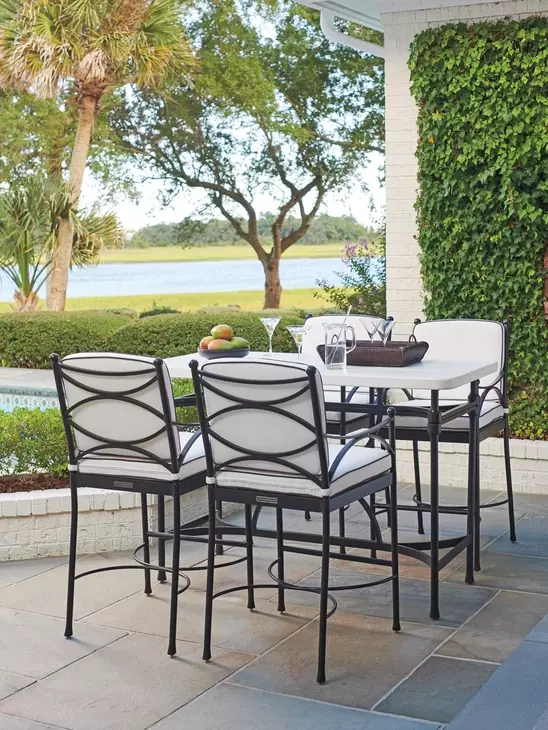 Pavlova White and Black Performance Fabric Outdoor Bar Stool