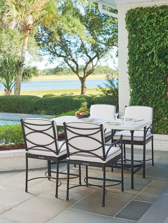 Pavlova White and Black Performance Fabric Outdoor Counter Height Stool