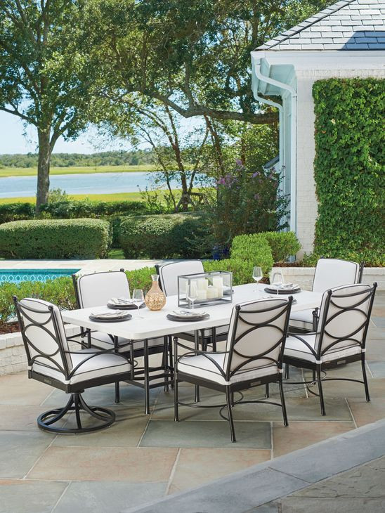 Pavlova Performance Fabric Outdoor Swivel Rocker Dining Chair - Thumbnail 3