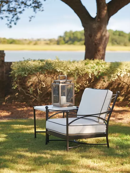 Pavlova Black and White Performance Fabric Upholstered Outdoor Lounge Chair
