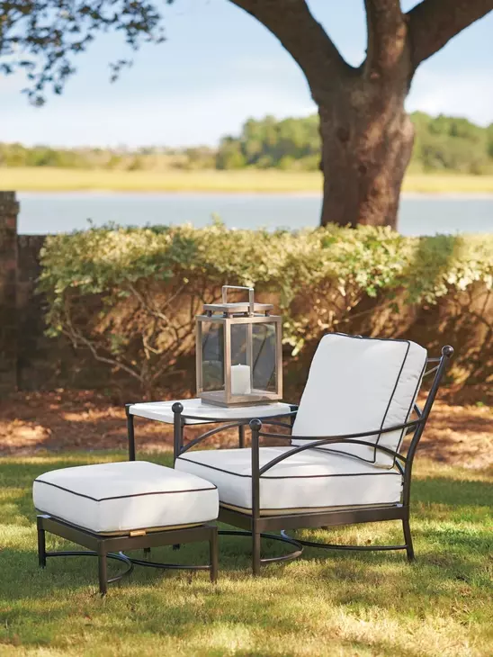 Pavlova White Performance Fabric Rectangular Outdoor Ottoman