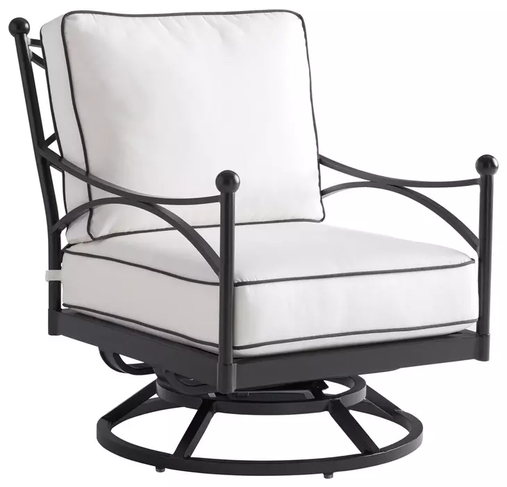 Pavlova Black and White Performance Fabric Upholstered Outdoor Swivel Lounge Chair
