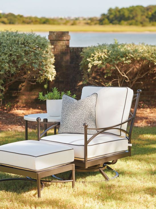 Pavlova White Performance Fabric Rectangular Outdoor Ottoman