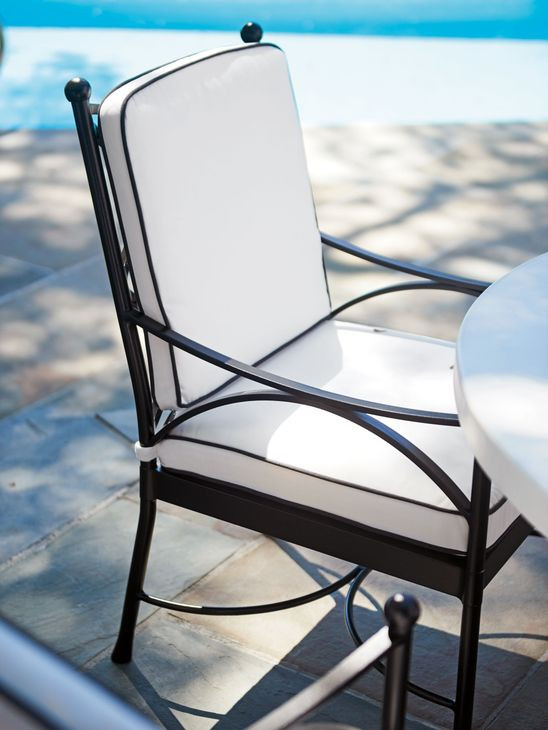 Pavlova Black and White Performance Fabric Outdoor Arm Chair
